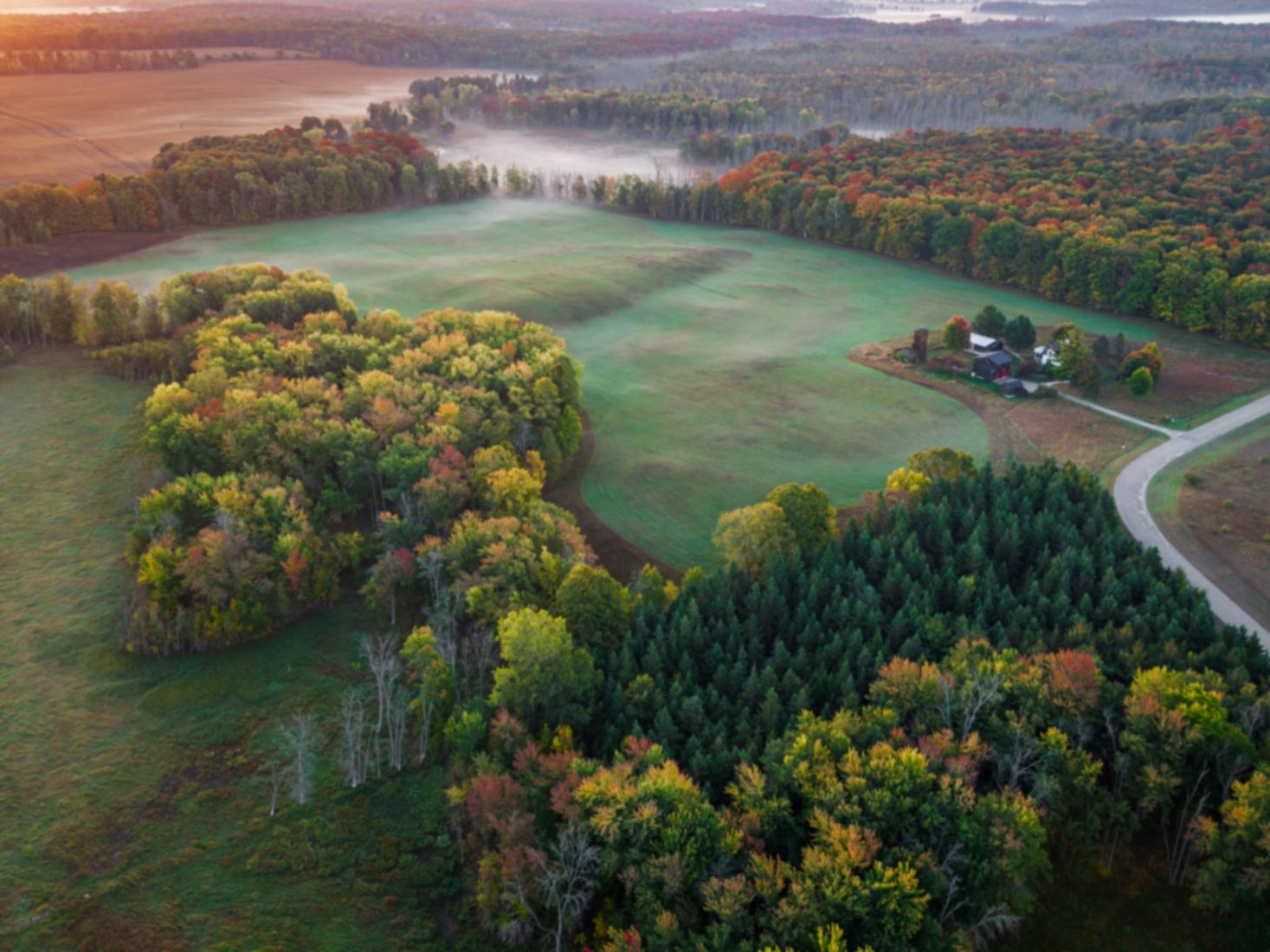 Sunrise over a Door County nature preserve